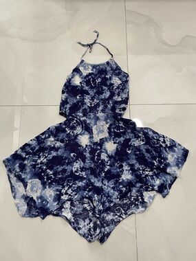 Solemio Blue Tie-Dye Mini Dress